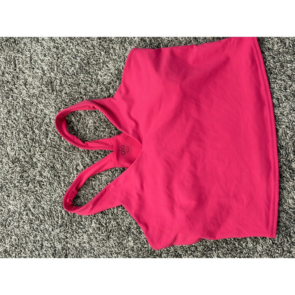Alo Yoga Real Bra Tank Pink V-Neck Racerback Activewear Top Large